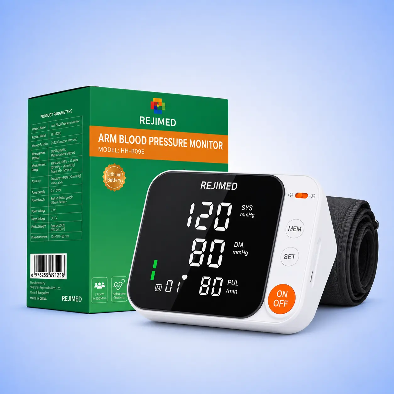 Rejimed ARM Blood Pressure Monitor HH-B09E – Rechargeable Digital BP Machine with Voice, Pulse Monitor & 2-Year Warranty - Image 2